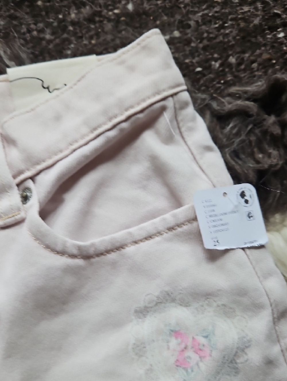 Free People Cream Straight-Leg Jeans with Pastel Heart & Floral Appliqués - Picture 8 of 11